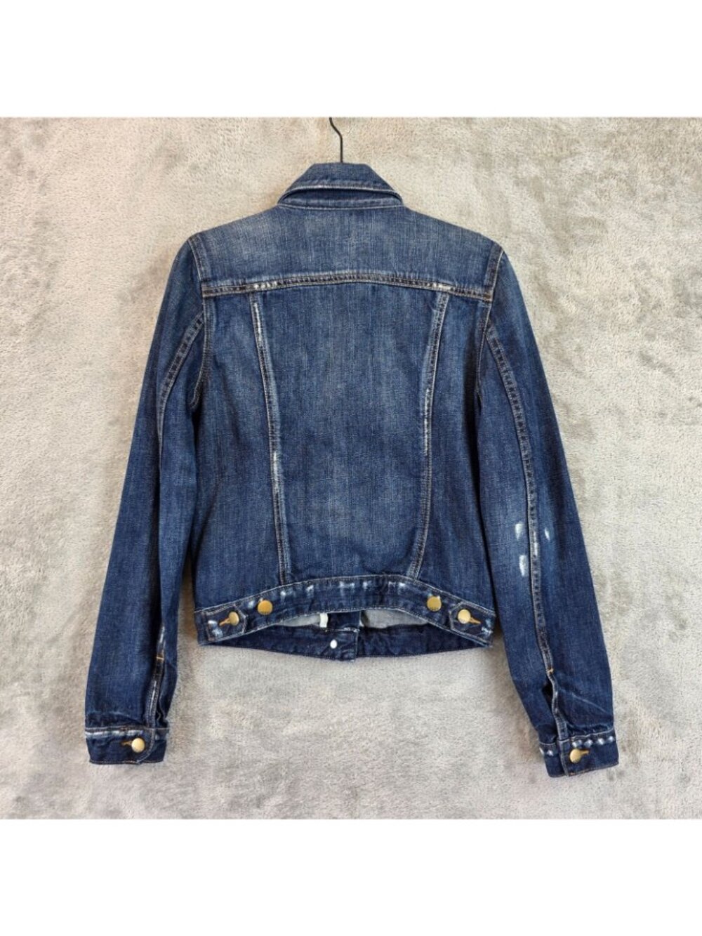 Gap 1969 Denim Jacket Womens XS Blue Button Front Collared Distressed Trucker - Picture 2 of 10